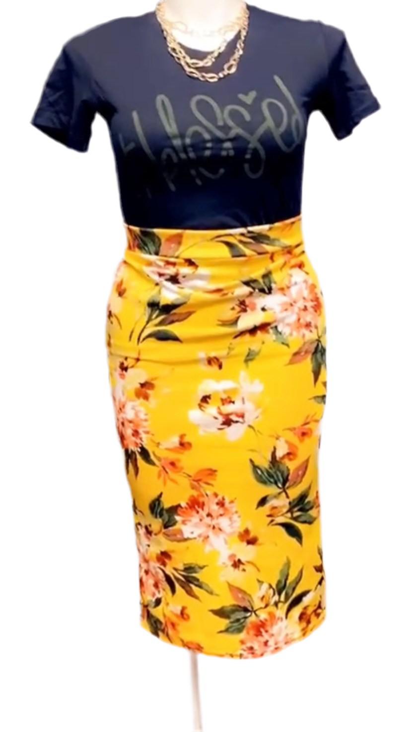 Handcrafted Vibrant Yellow Floral Skirt